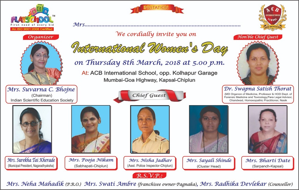 INVITED AS CHIEF GUEST FOR WOMEN'S DAY PROGRAMME AT CHIPLUN